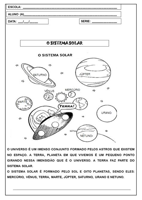 Sequ Ncia Did Tica Sobre O Sistema Solar Para O Ano S Escola