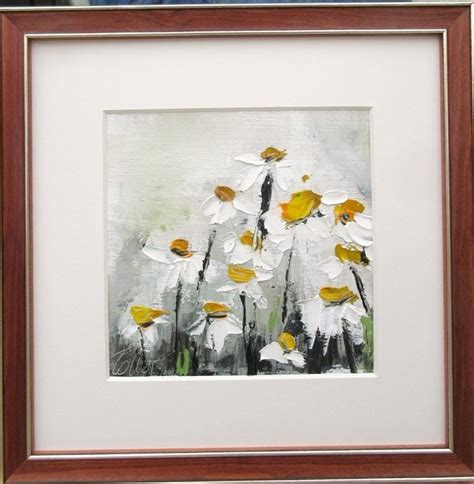 Les Délicates peinture huile fleurs marguerites au couteau