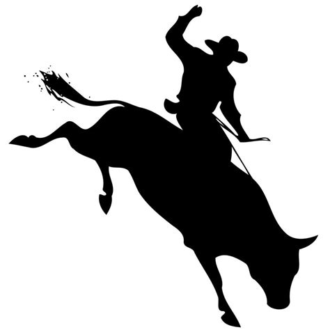 cowboy man riding a bull at a rodeo bull riding black and white silhouette 23632547 Vector Art ...