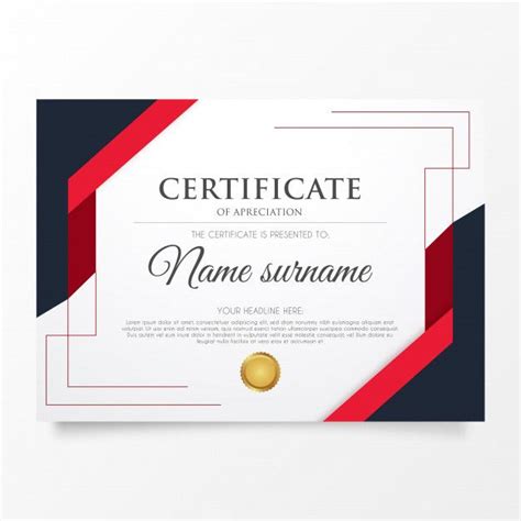 Modern Red Certificate Template With Abstract Forms Free Vector