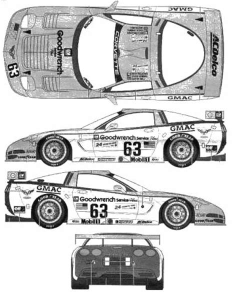 Chevrolet Corvette C5 R Coupe Blueprints Free Outlines