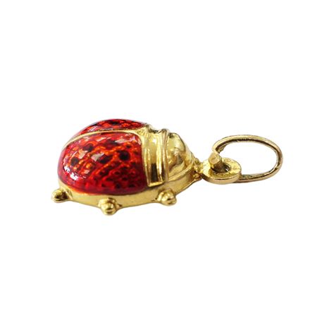 K Yellow Gold Ladybug Necklace Charm Pendant G Gem