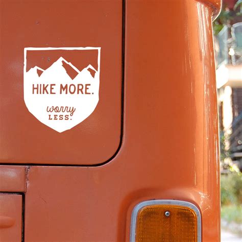 Hike More Worry Less Mountain Hiking Badge Car Decal