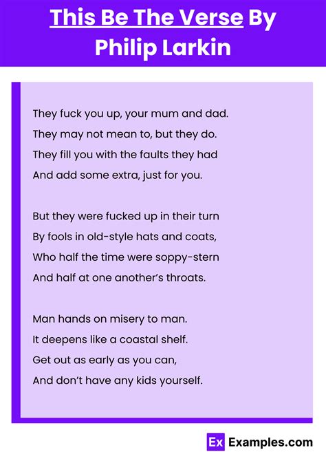 This Be The Verse Poem by Philip Larkin, Download Pdf