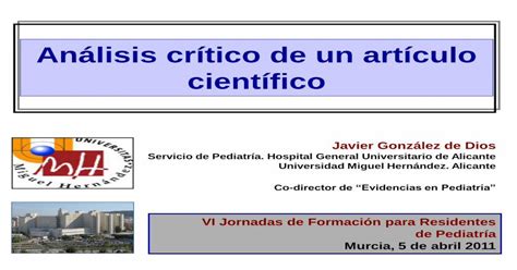 Análisis Crítico De Un Artículo Científico …¡lisis Cr · Análisis