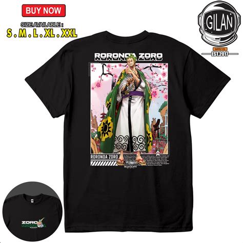 Jual Sakazuki Kaos Baju Anime One Piece Roronoa Zoro Wano Kuni Kaos