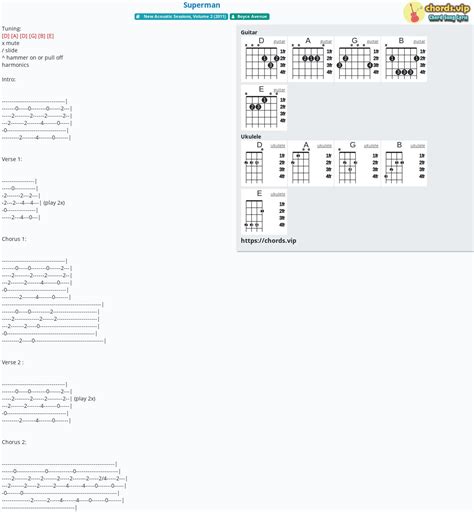 Chord: Superman - tab, song lyric, sheet, guitar, ukulele | chords.vip