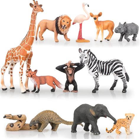 Toymany 12pcs Realistic Jungle Animals Zoo Animals