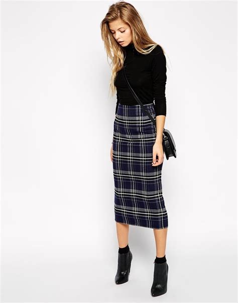 Long Plaid Pencil Skirt Pencil Skirt Outfits Fashion Trendy Skirts