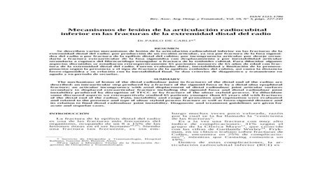 Mecanismos de lesión de la articulación radiocubital inferior en las