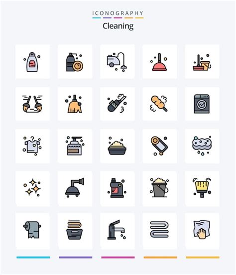 Premium Vector Creative Cleaning 25 Line Filled Icon Pack Such As