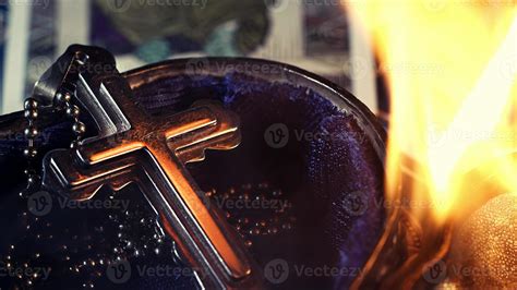 Christian Symbol Cross on Fire 14261389 Stock Photo at Vecteezy