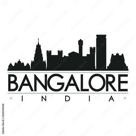 Bangalore India Skyline Silhouette Design City Vector Art Famous