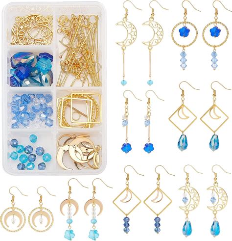 Amazon SUNNYCLUE 1 Box DIY 8 Pairs Blue Moon Earrings Making