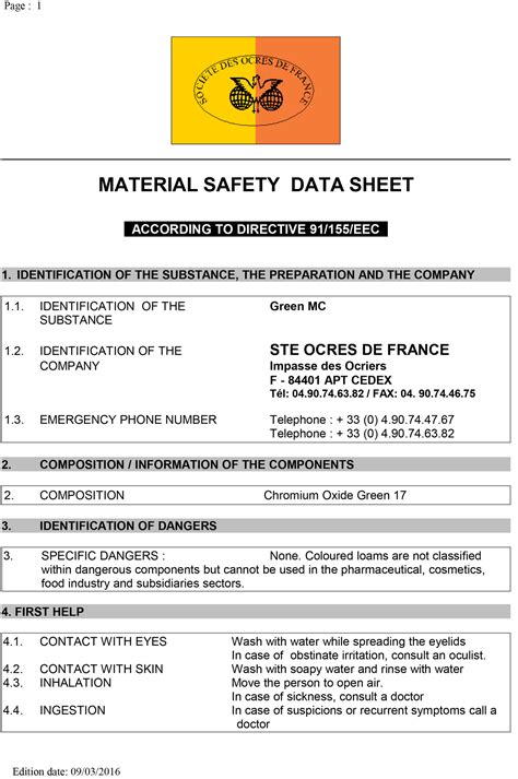 Msd Safety Data Sheets Natural Earth Paint Europe