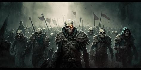 Premium Photo | An army of undead apocalypse horror monster dark theme fantasy