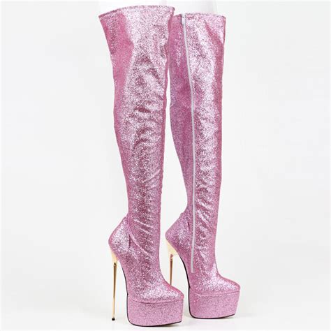 Fetish Over The Knee Boot 22cm 87 Platform Metal High Heel Stiletto Uk5 12 Ebay