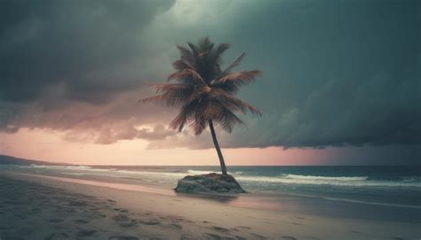 Pôr do sol idílico sobre a tranquila paisagem aquática do Caribe gerada