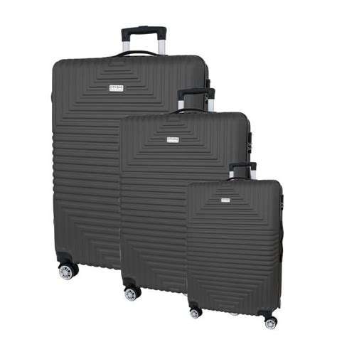 CITY BAG Set de 3 Valises Chariot ABS 4 Roues 75 Gris Foncé