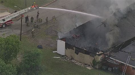 Breaking Firefighters On Scene Of Large Fire At A Dallas Church