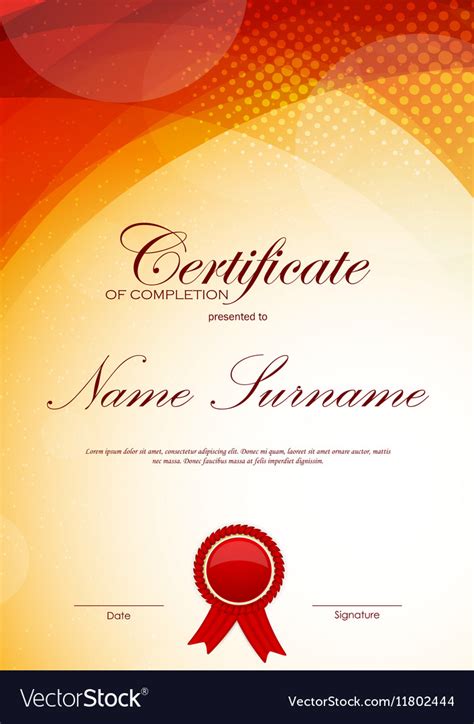 Certificate Of Completion Template Royalty Free Vector Image