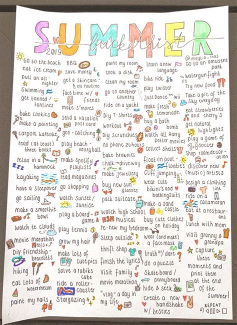 Summer Bucketlist 2019 Maylin Iriks Zomer Bucket Lists Bucketlists