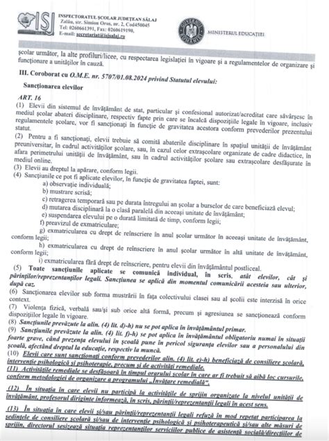 DOCUMENT În ce condiții profesorii pot scădea nota la purtare