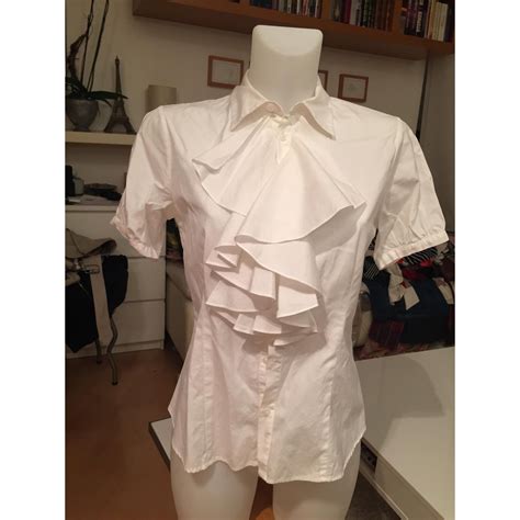 Ralph Lauren Chemise Jabot Coton Blanc Ref Joli Closet