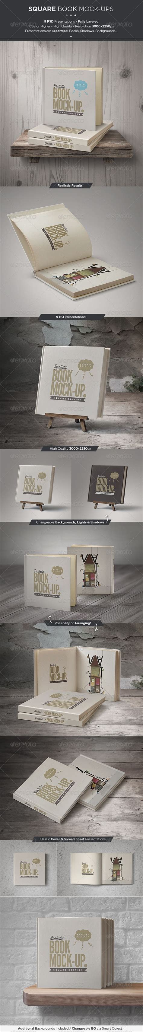 Square Book Mock Up Set Book Design Book And Magazine Design