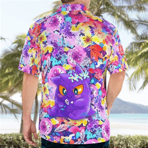 Gengar Summer Flowers Pokemon Hawaiian Shirt Teeruto