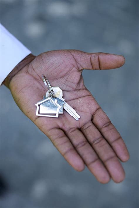 Close Up Male Hand Holding Key Outdoors Man Handing Keys New House Man