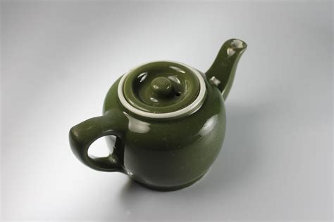 Hall Teapot Green Boston Shape Individual 1 Cup Sunken Cover