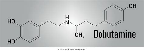 Dobutamine Sympathomimetic Drug Molecule Skeletal Formula Stock Vector