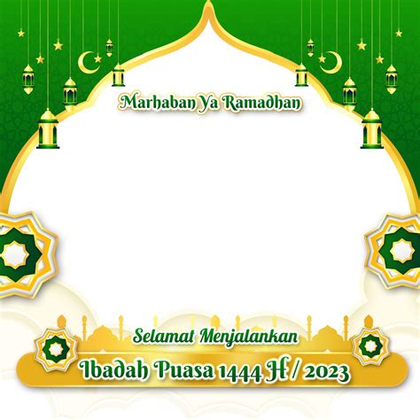 Marhaban Ya Ramadhan 1444H Green Background With Mosque Frame And