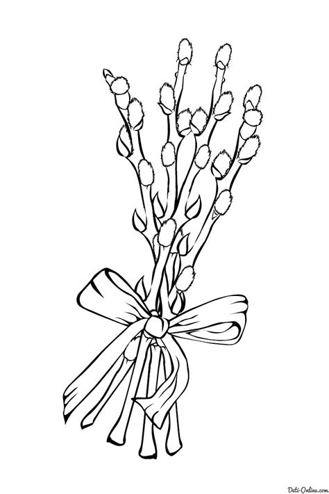 Раскраска Верба | Раскраски Пасха | Modelli da ricamare, Idee pasquali ...