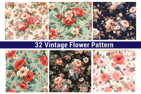 32 Vintage Flower Pattern Graphic by Mehedi Hassan · Creative Fabrica