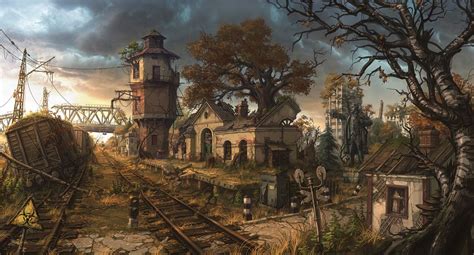 Railway Station By Banderlog Post Apocalyptic Art Fantasy Landscape