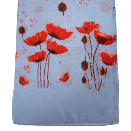 Foulard Coquelicots Bleu Ciel