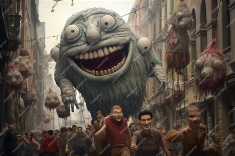 Premium Photo | Giant puppets parading through the streets