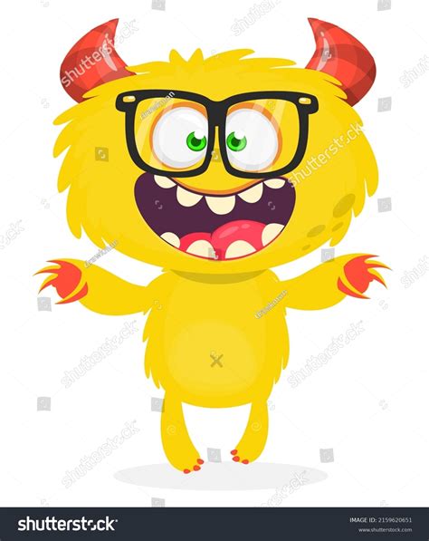 Funny Cartoon Nerd Monster Wearing Eyeglasses Stock Vector Royalty