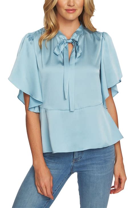 Cece Tie Neck Satin Blouse Nordstrom