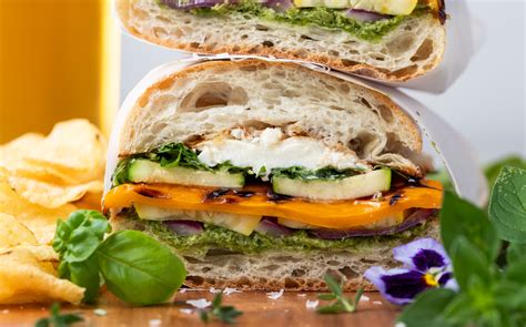 Grilled Veggie And Pesto Sandwich Peanut Butter And Fitness