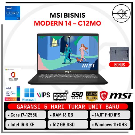 Jual Laptop Msi Modern Core I U Gb Ssd Win Ohs Fhd