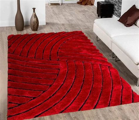 Buy Abstract Shaggy Microfiber Floor Rug Carpet Red 3 X 5 Feet