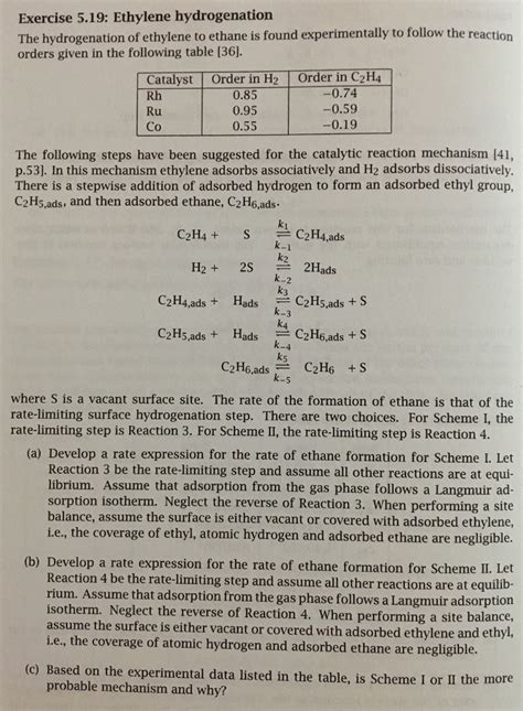 Exercise 5 19 Ethylene Hydrogenation The Chegg