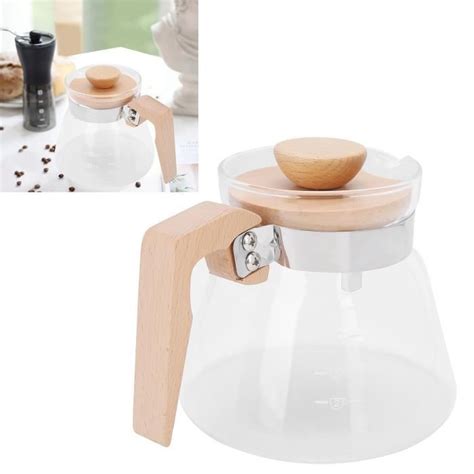 EJ life Cafetière Verre 600ml avec Couvercle en Bois pour Bureau Maison