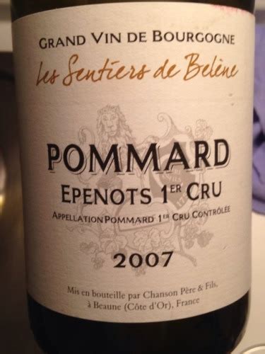 Domaine Chanson Les Sentiers De Bel Ne Epenots Pommard Er Cru Vivino