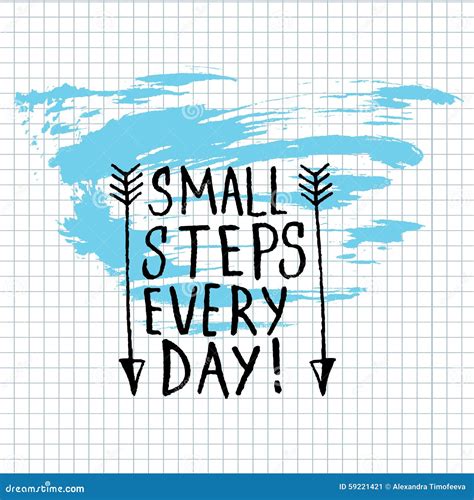 Small Steps Every Day Lettering Calligraphy Stock Vector Illustration