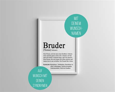 Bruder Definition Poster DIN A4 A3 Geschenkidee Bruder Etsy De