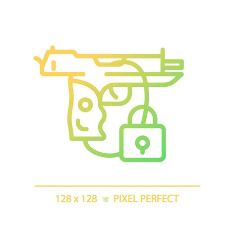 2D pixel perfect gradient gun safety icon, isolated vector, thin line ...